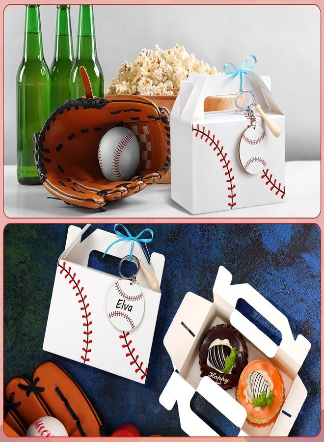 مارسبارك مجموعة مارسبارك المكونة من 12 صندوق هدايا على شكل بيسبول مع سلاسل مفاتيح خشبية على شكل بيسبول، هدايا للحفلات، زينة على شكل مضارب بيسبول صغيرة، أكياس حلوى وكعك، لوازم حفلات أعياد الميلاد الرياضية، هدايا لعشاق الرياضة - Image 5